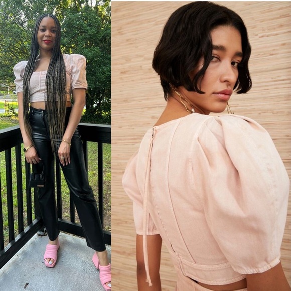 ULLA JOHNSON Square Neck Puff Short Sleeve Coquette Girl Cropped Corset Top 2 - Picture 7 of 11